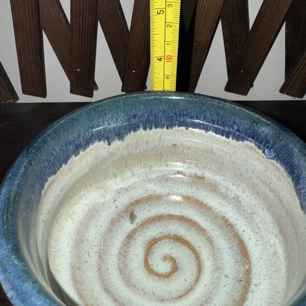 Beautiful Handmade Stoneware Blue Glazed Bowl 3.25